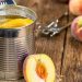 tinned peaches on a table